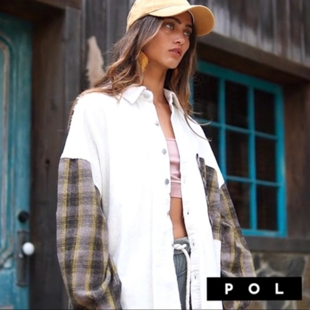 Corduroy Plaid Flannel Shacket